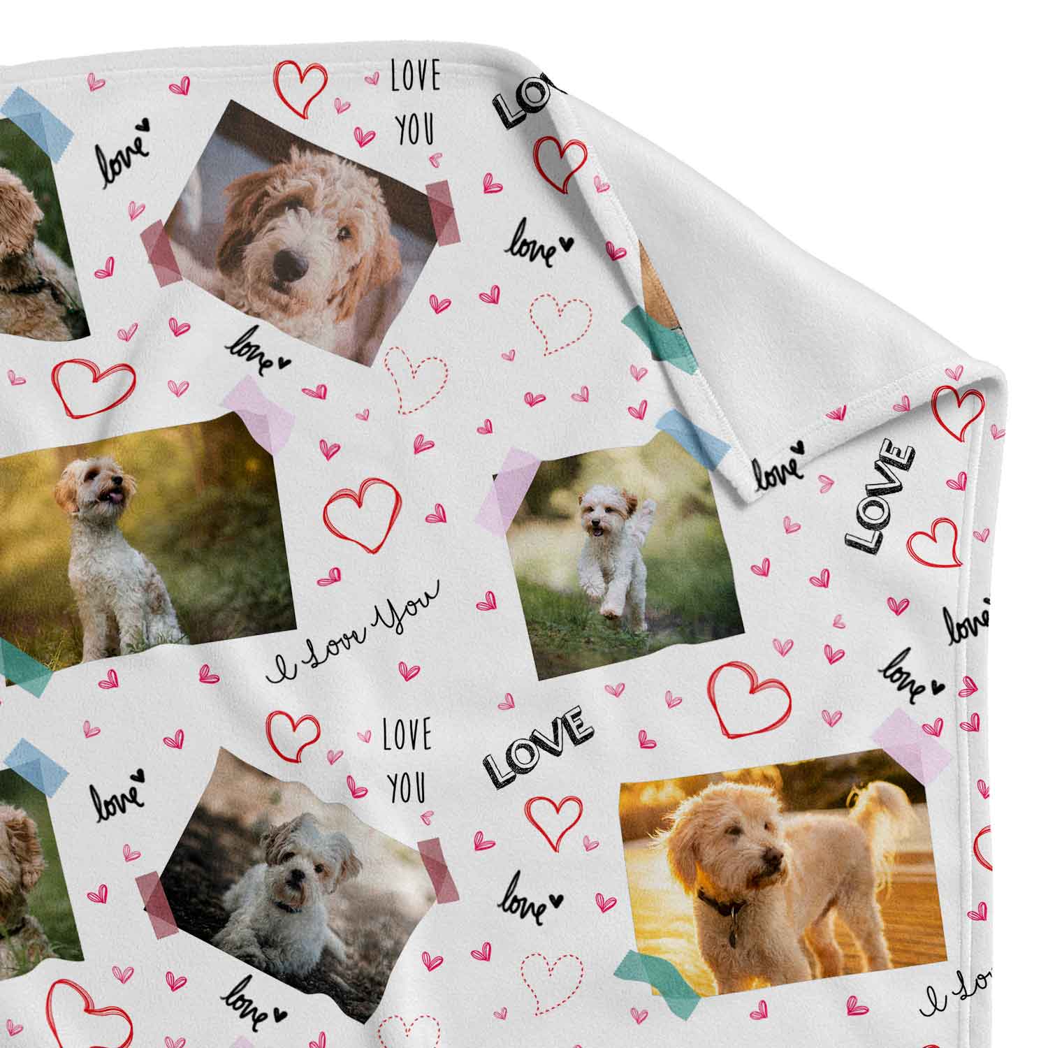 Love Scrap Book Collage Personalized Dog Blanket