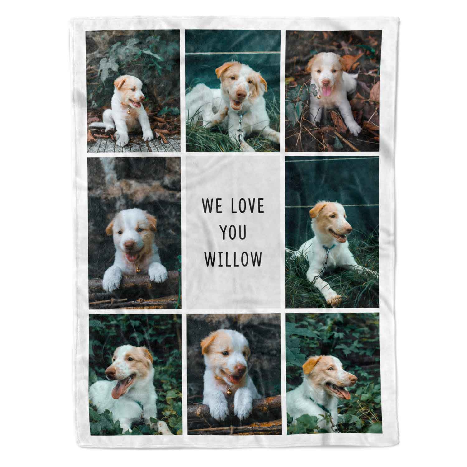 8 Photo Collage Personalized Dog Blanket With Custom Text