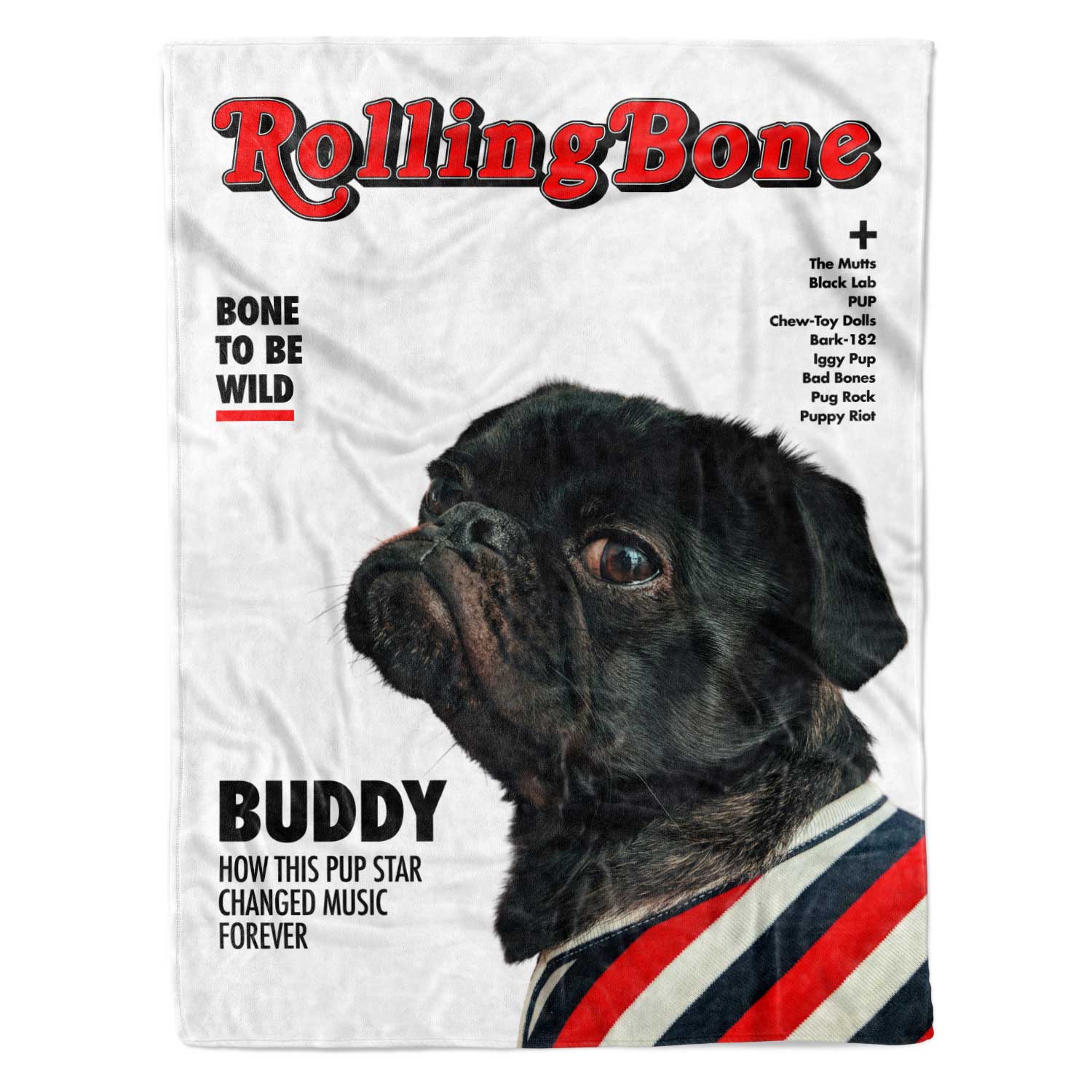 RollingBone Music Magazine Cover Personalized Dog Blanket