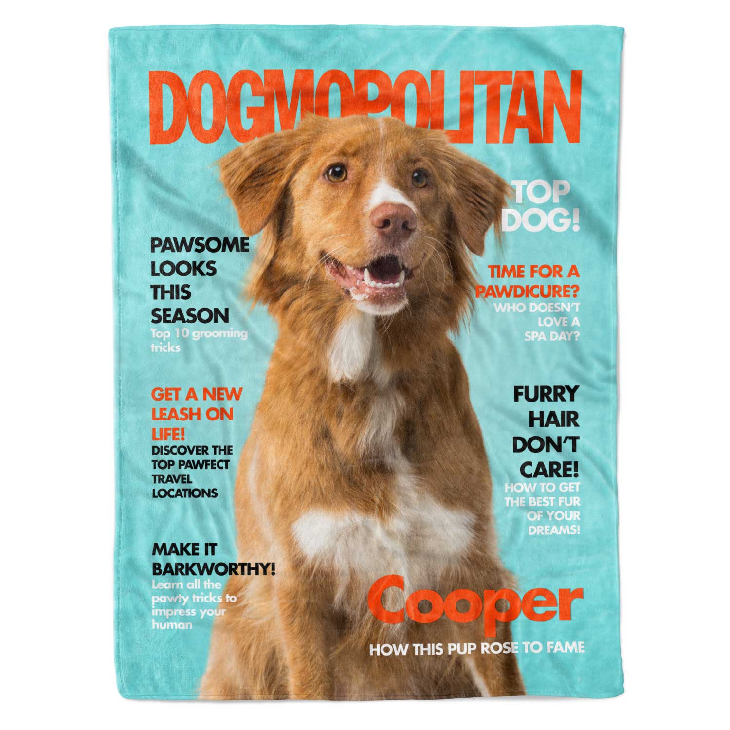 Dogmopolitan Fashion Magazine Cover Personalized Dog Blanket