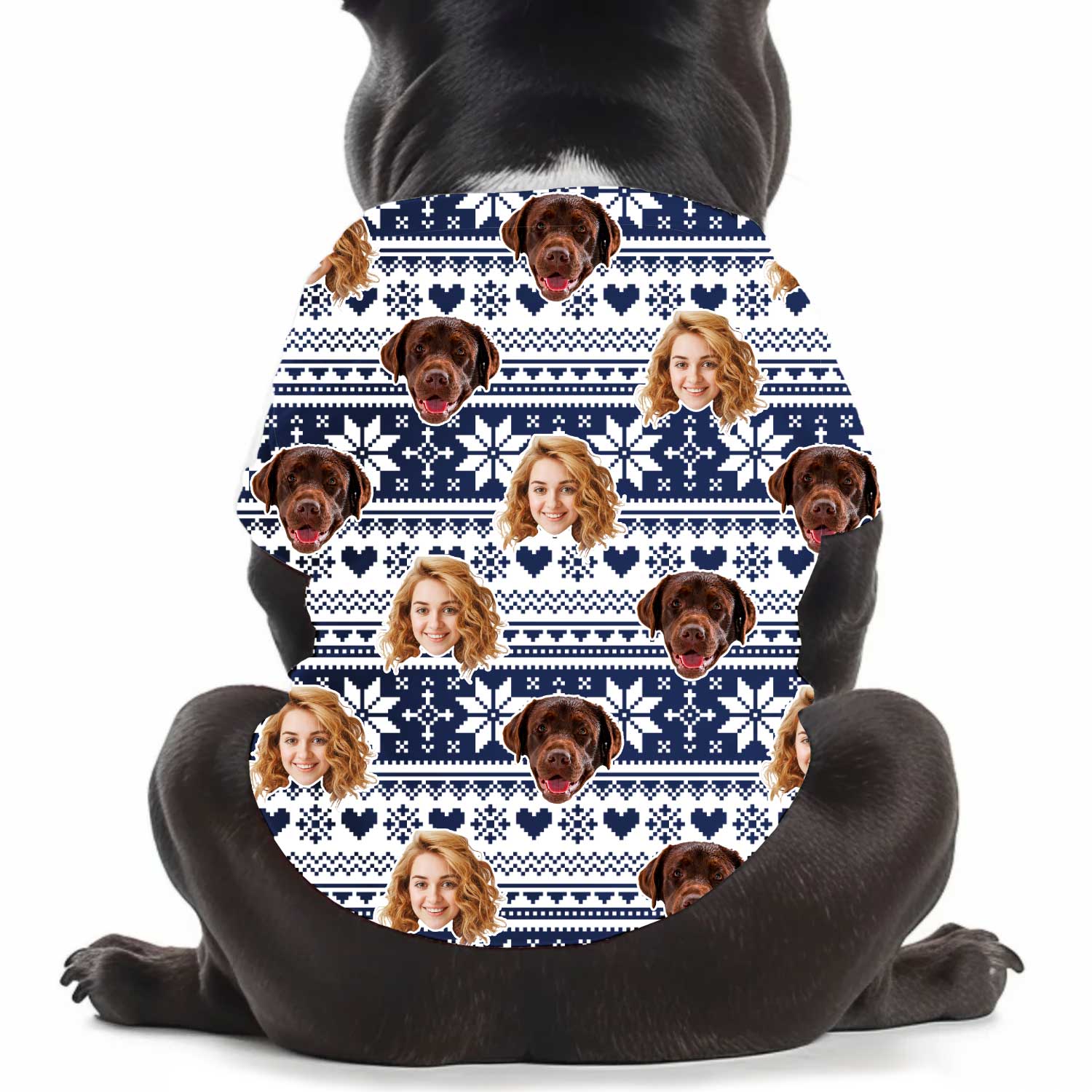 Christmas Snowflakes & Hearts Personalized Dog T Shirt