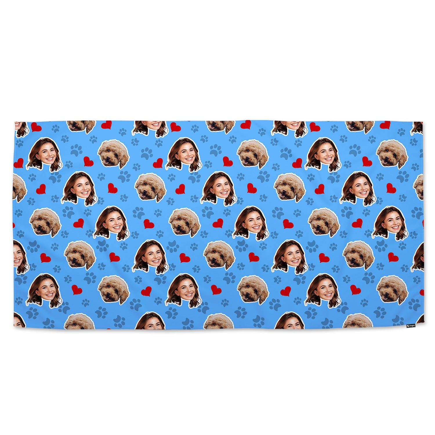 Paw Print Hearts Pattern Personalized Dog Towel