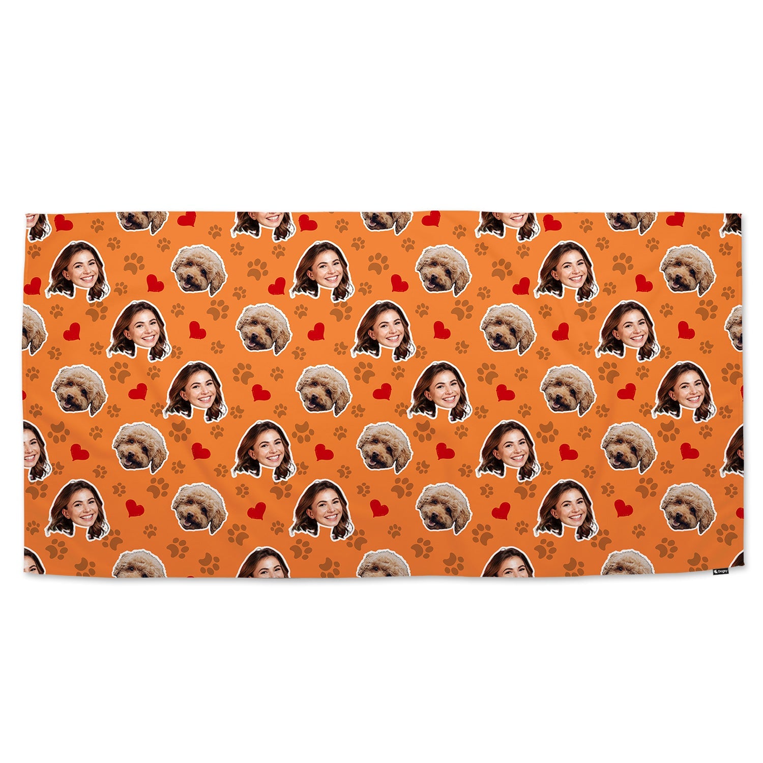 Paw Print Hearts Pattern Personalized Dog Towel