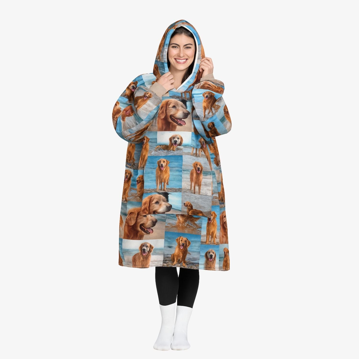 Dog Photo Collage Hoodie Blanket