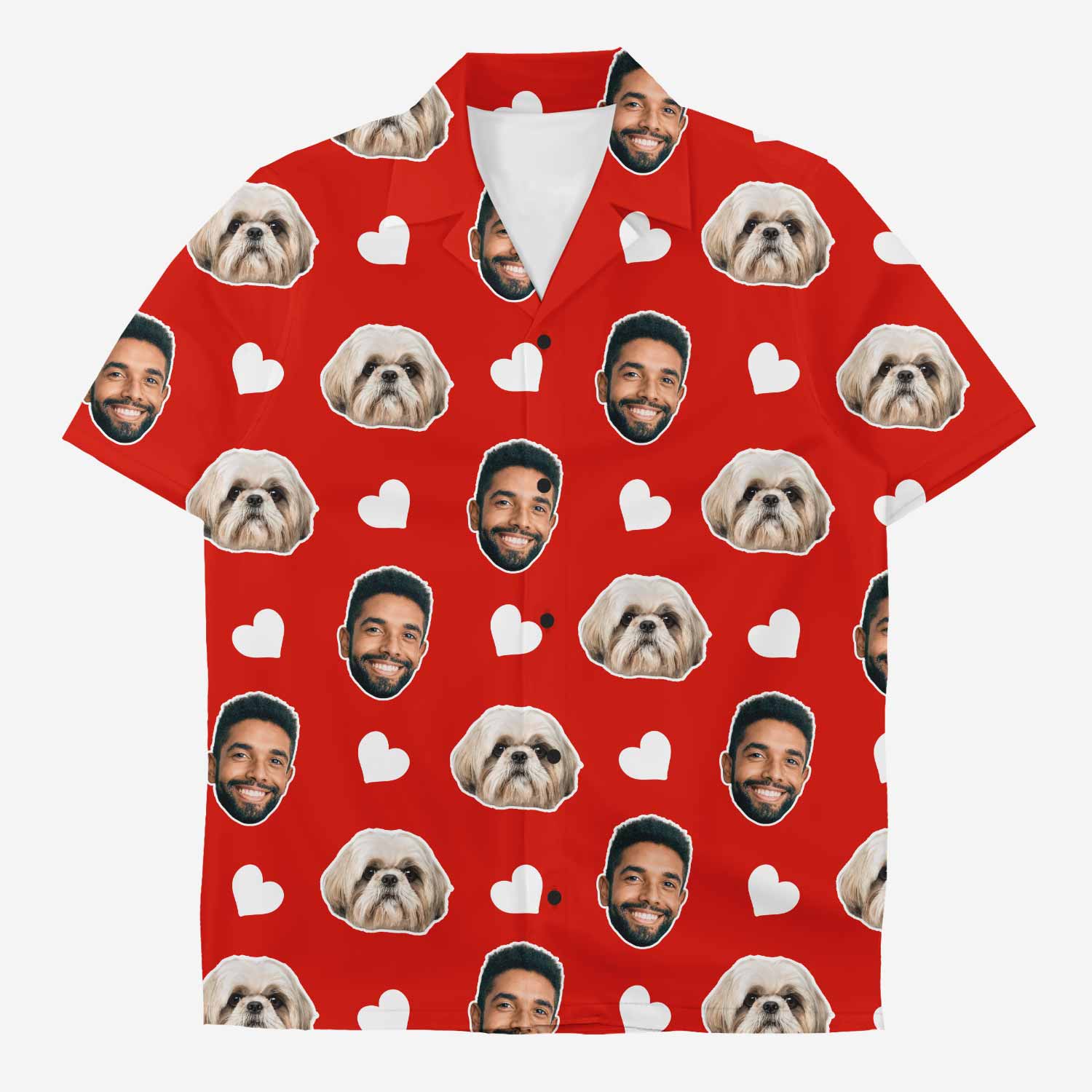 Your Dog White Hearts Custom Hawaiian Shirt