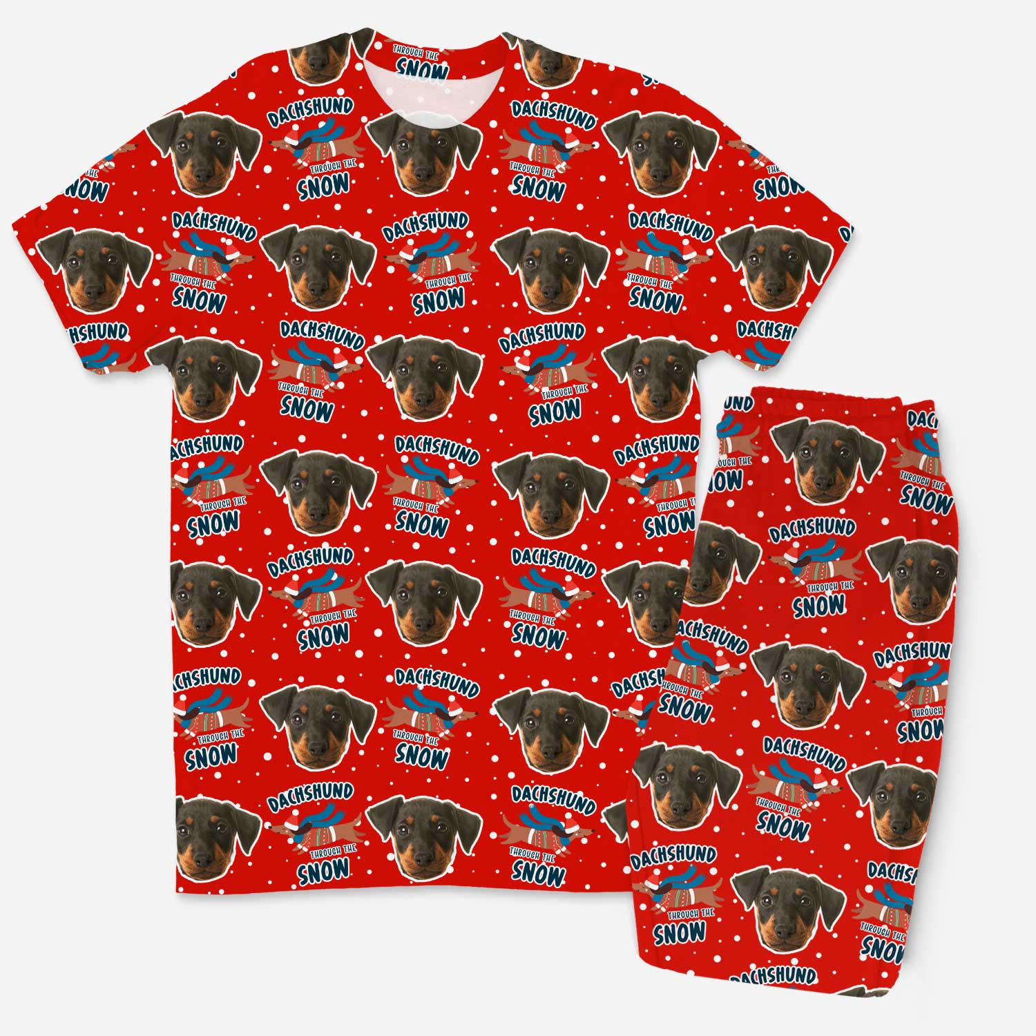 Dachshund Through The Snow Men's Personalized Pajamas - Pant Set