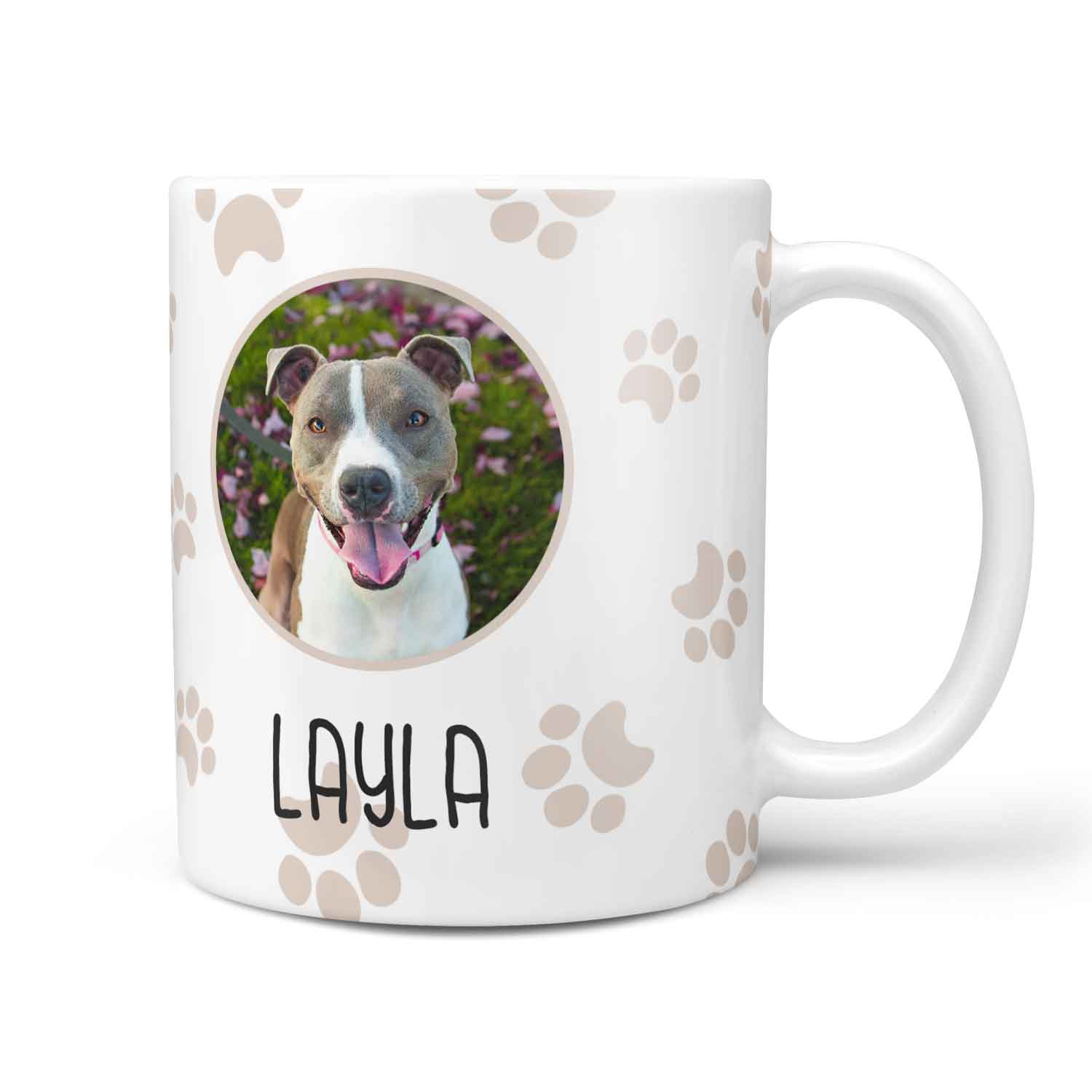 Photo and Name Paw Print Personalized Dog Mug