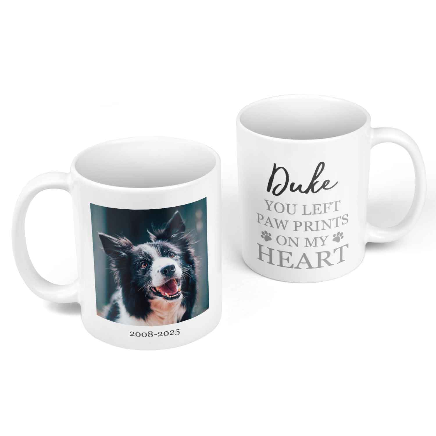 (Dog Name) You Left Paw Prints On My Heart Personalized Memorial Mug