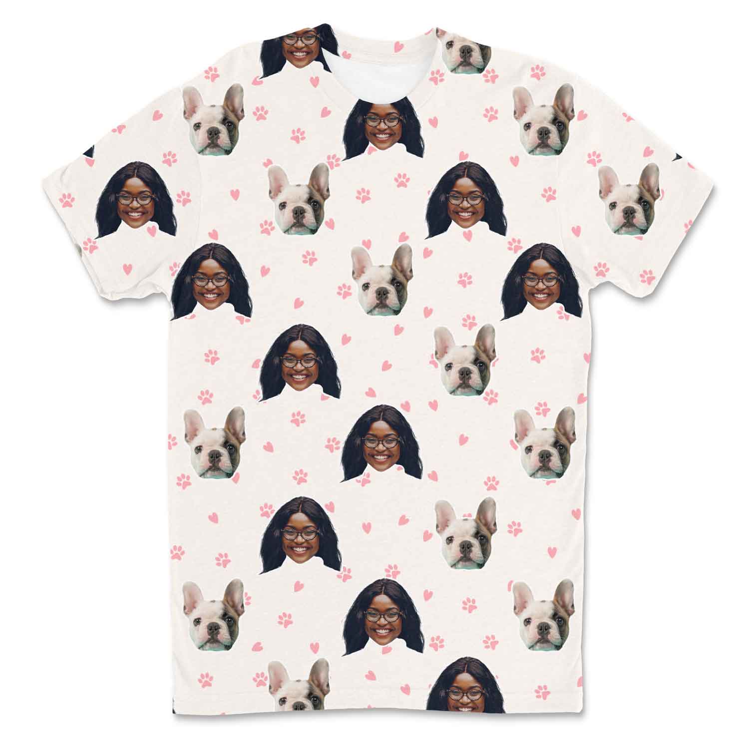 Pink Paw Print Personalized Dog T-Shirt