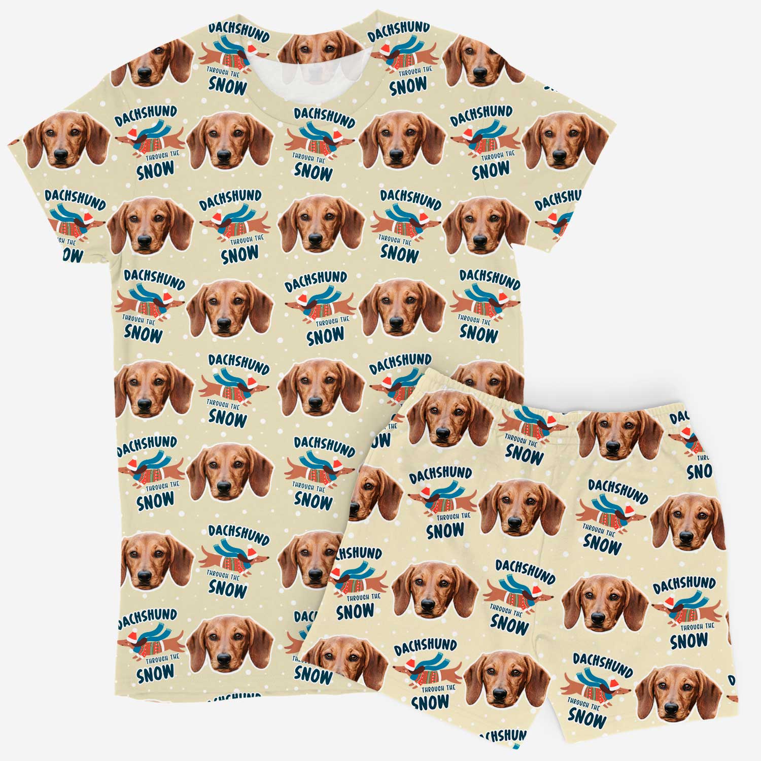 Dachshund Through The Snow Women's Personalized PJs - Shorts Set