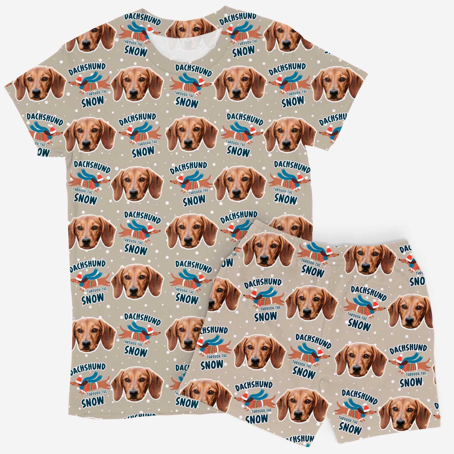 Dachshund Through The Snow Women's Personalized PJs - Shorts Set