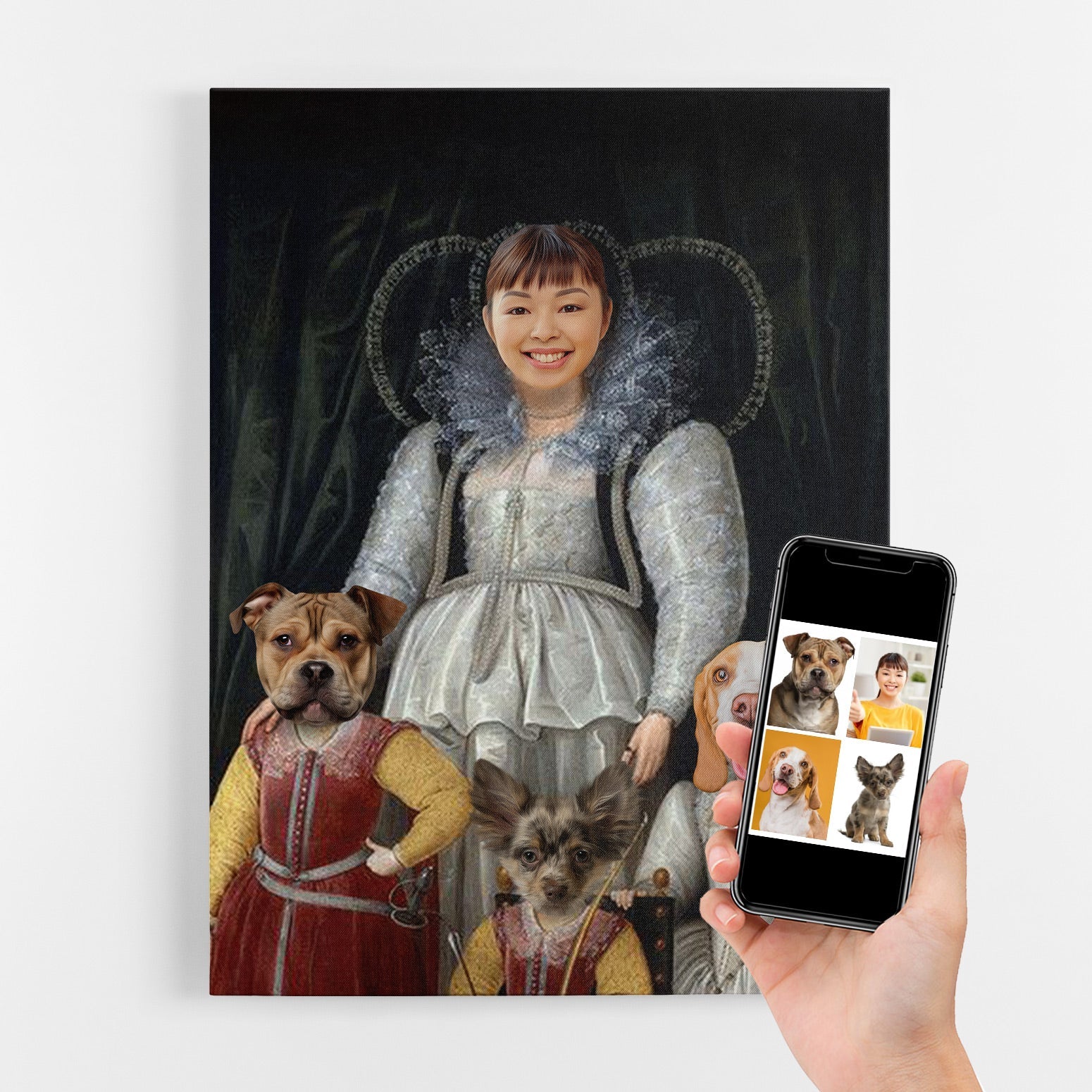 Victorian Mom & Children Dog Portrait