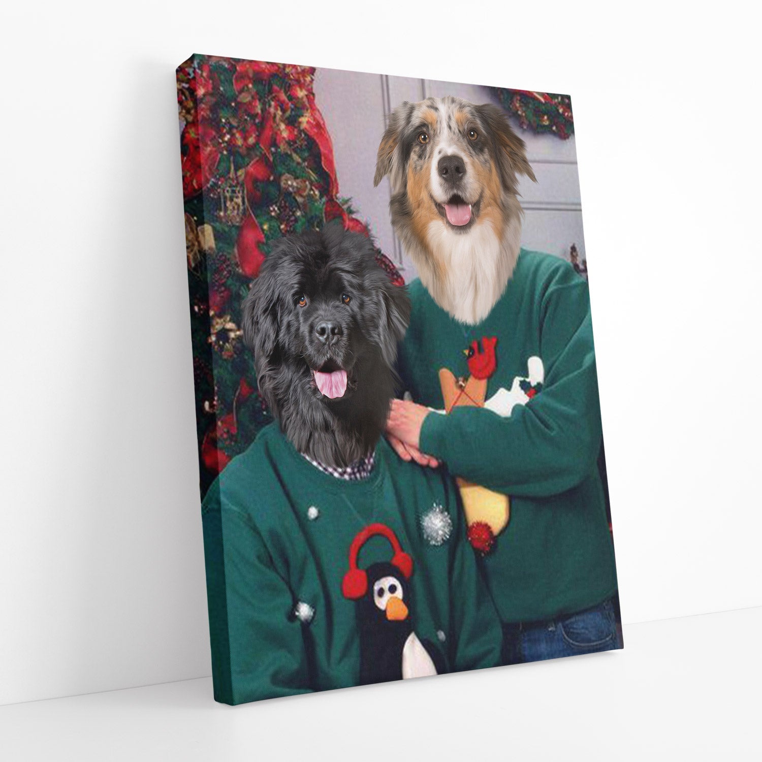 Dog Couple Christmas Sweater Portrait