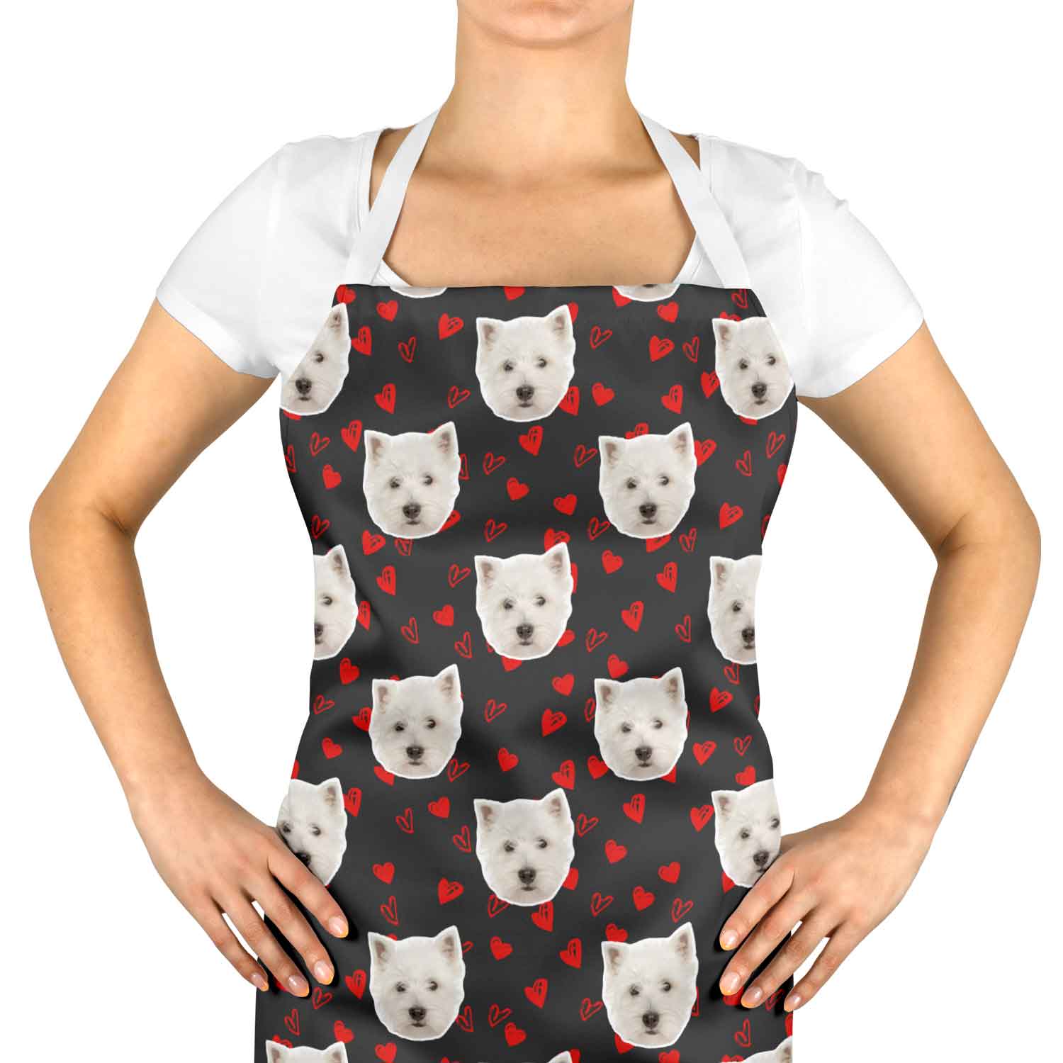 Love Heart Pattern Personalized Dog Apron