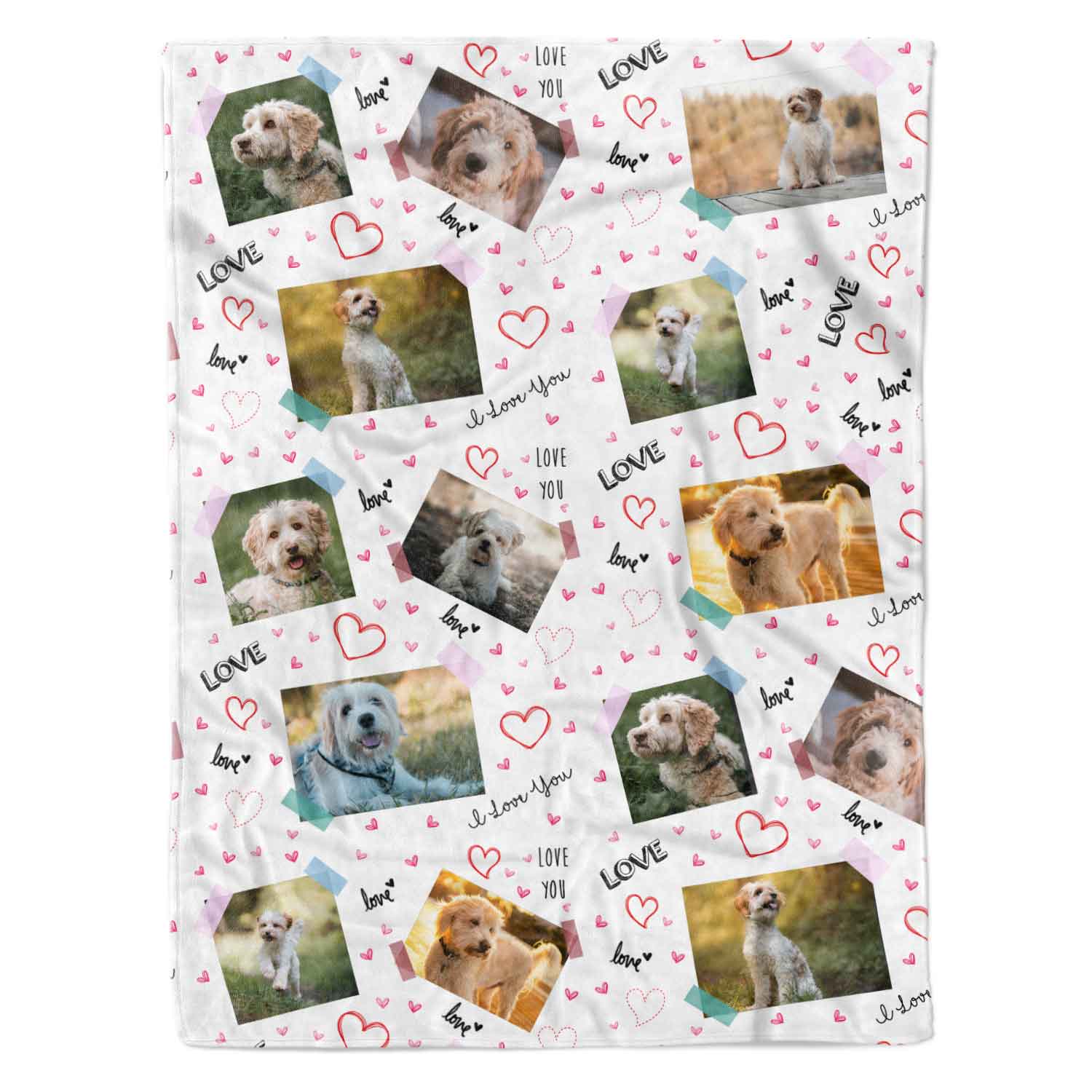 Love Scrap Book Collage Personalized Dog Blanket