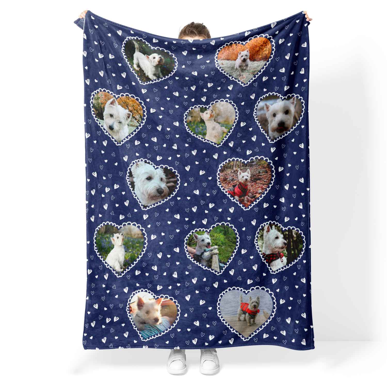 Lace Heart Collage Personalized Dog Blanket