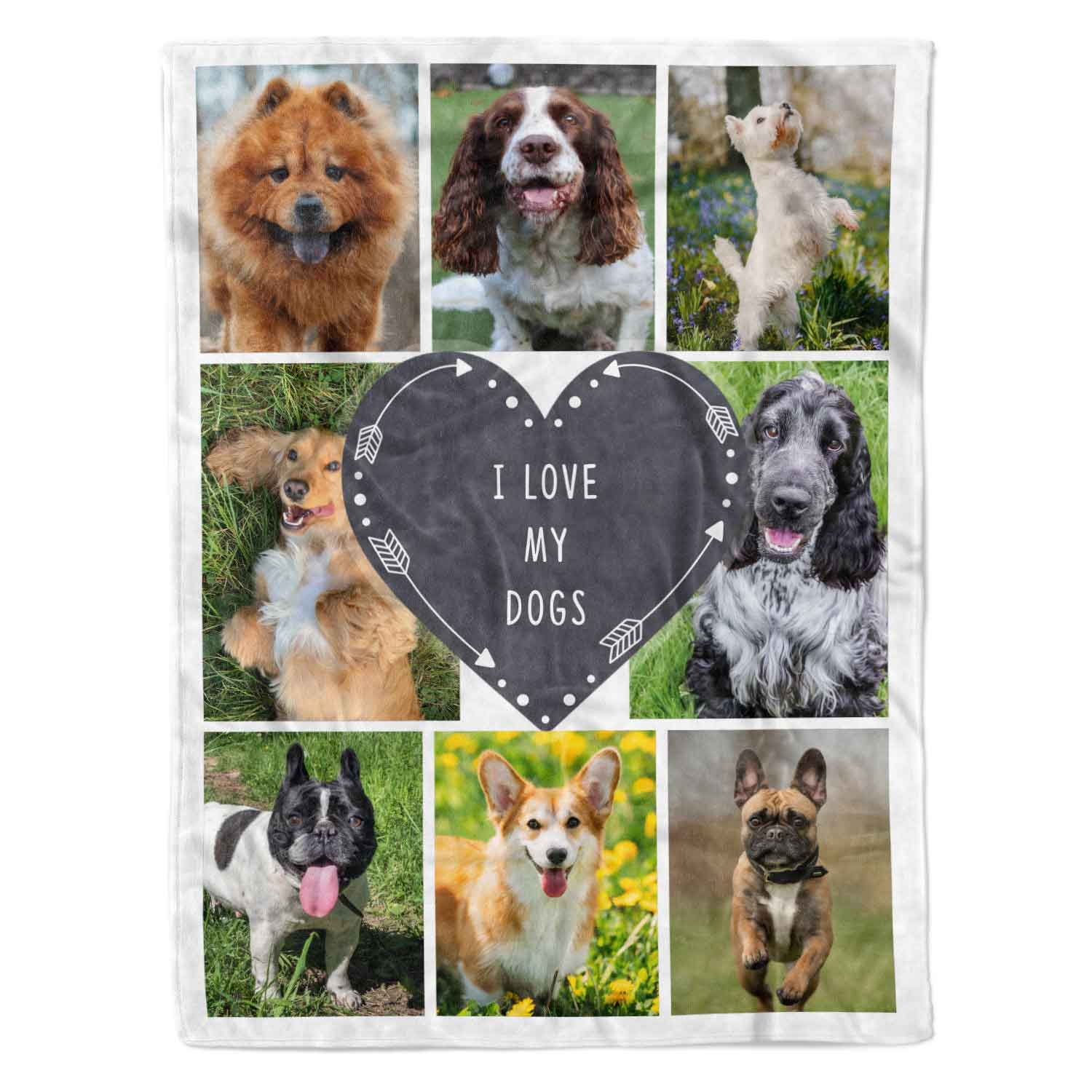 Dog Photo Collage Personalized Text Blanket