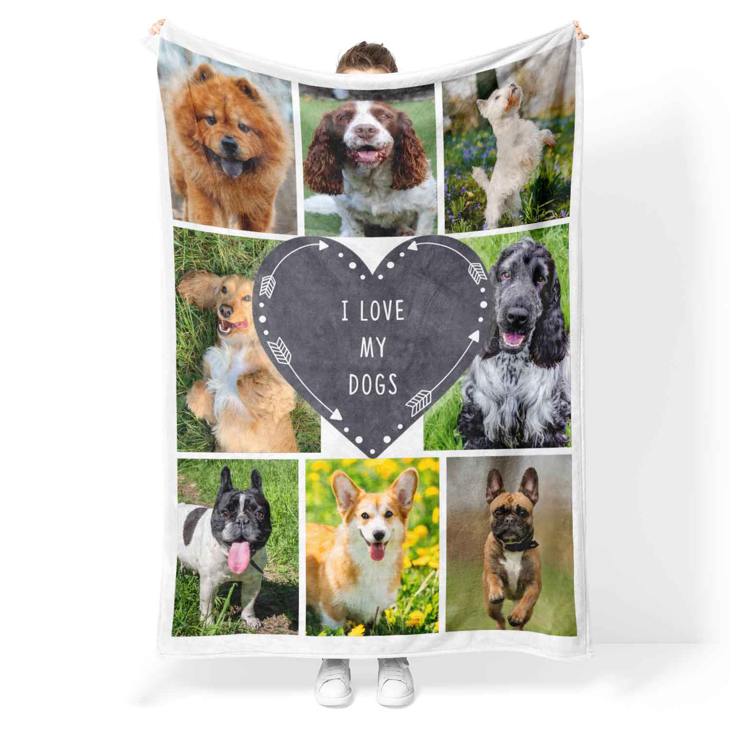 Dog Photo Collage Personalized Text Blanket