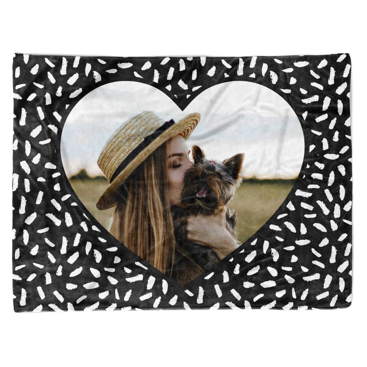 Doodle Heart Shaped Photo Frame Personalized Dog Blanket