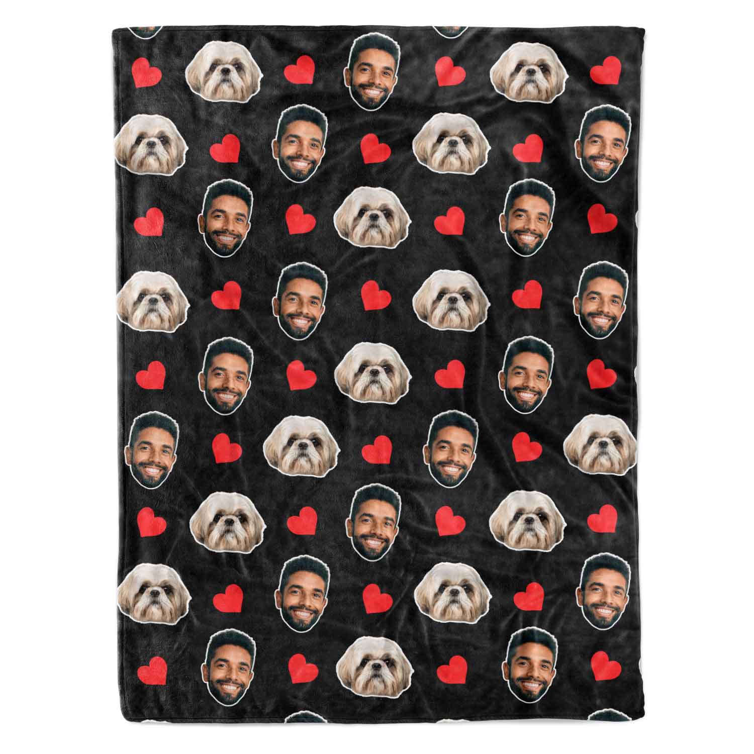 Your Dog Face Hearts Personalized Blanket