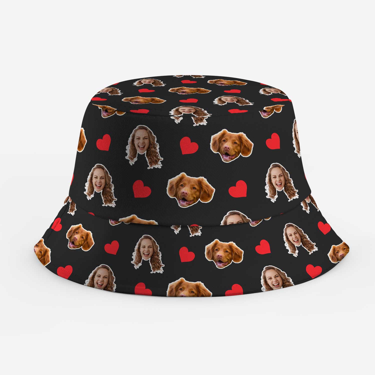 Red Hearts You & Your Dog Custom Bucket Hat
