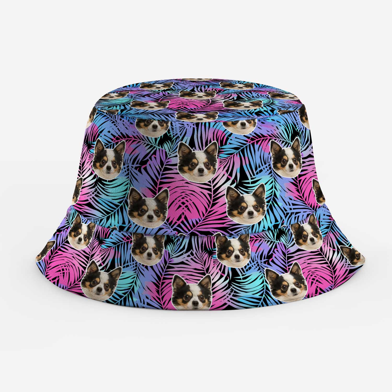 Neon Tropical Dog Faces Custom Bucket Hat
