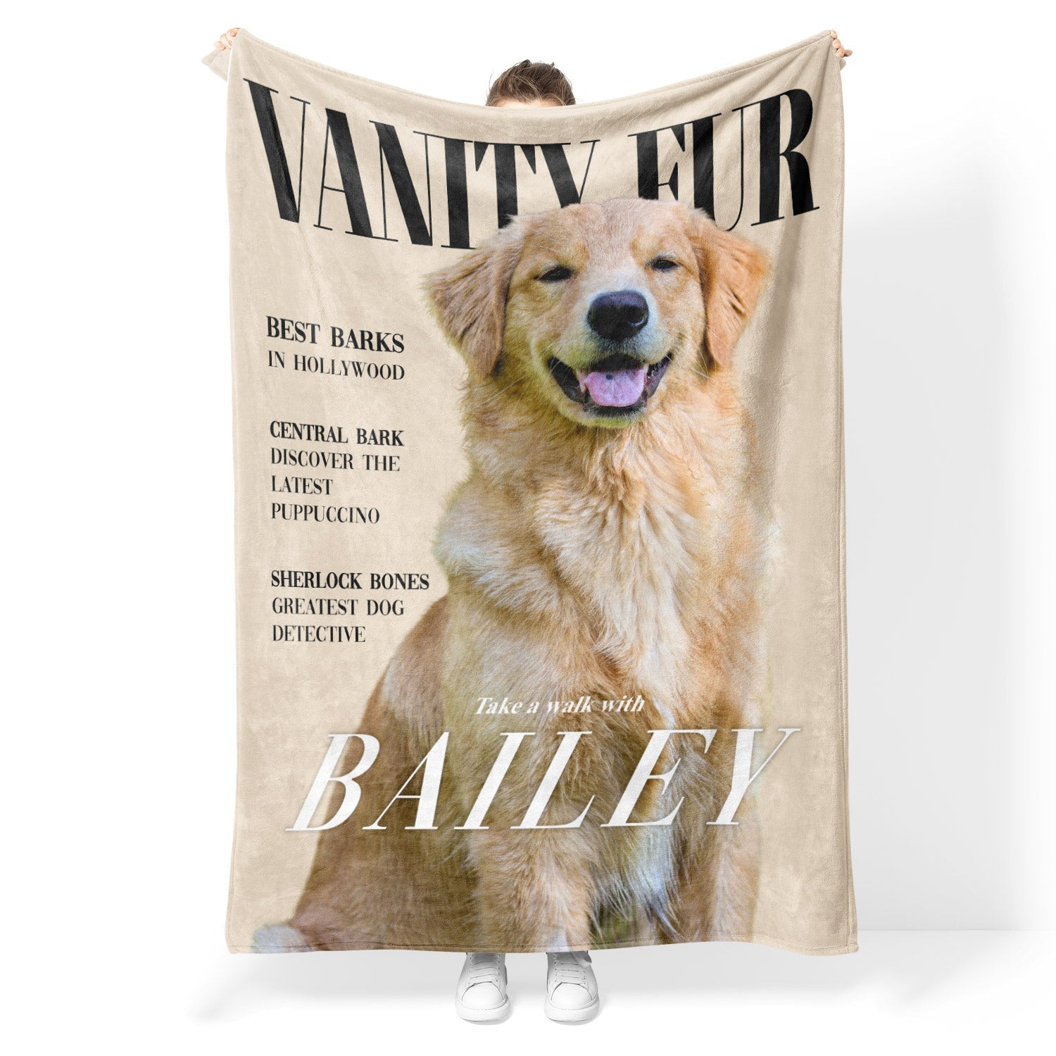 Vanity Fur Fashion Magazine Cover Personalized Dog Blanket