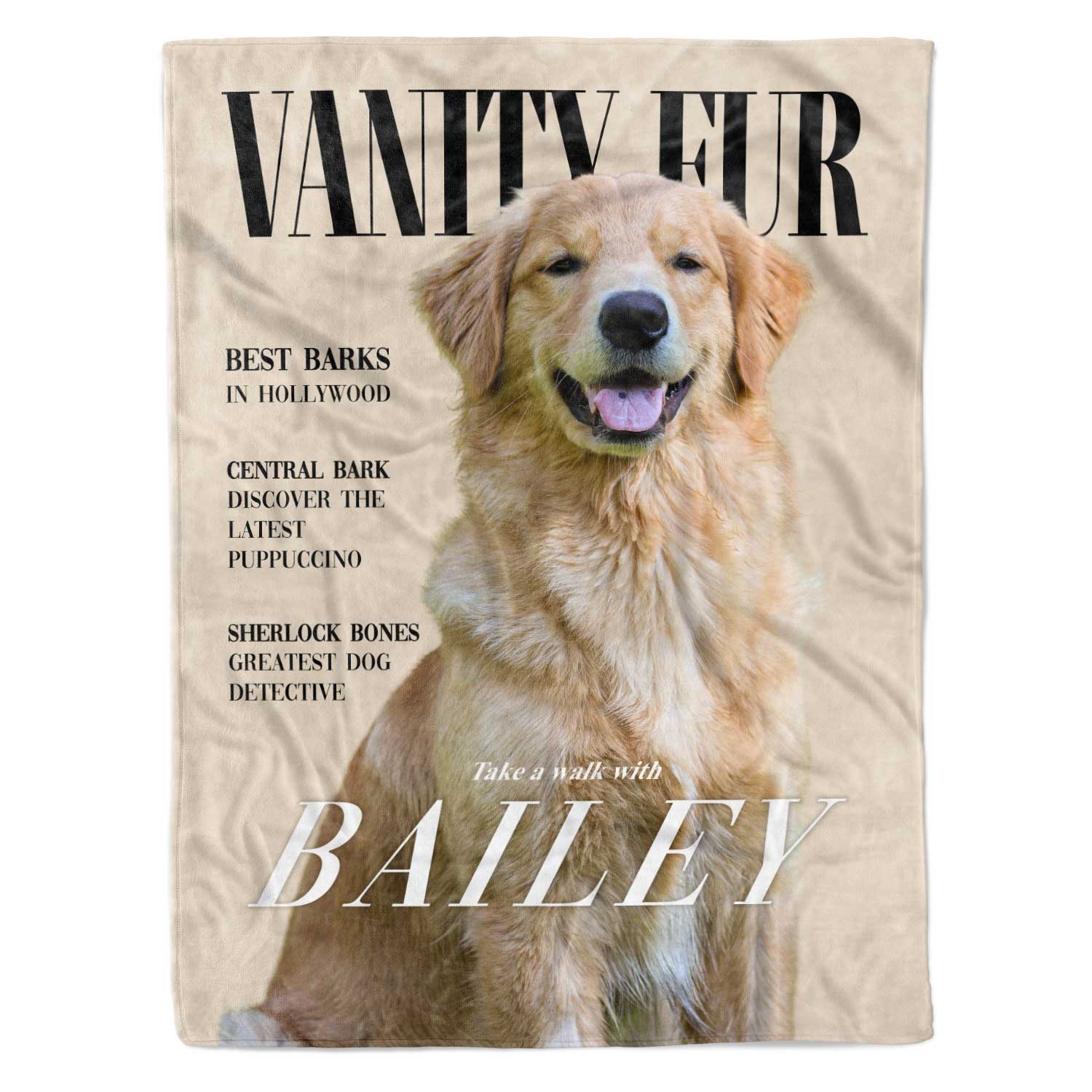 Vanity Fur Fashion Magazine Cover Personalized Dog Blanket