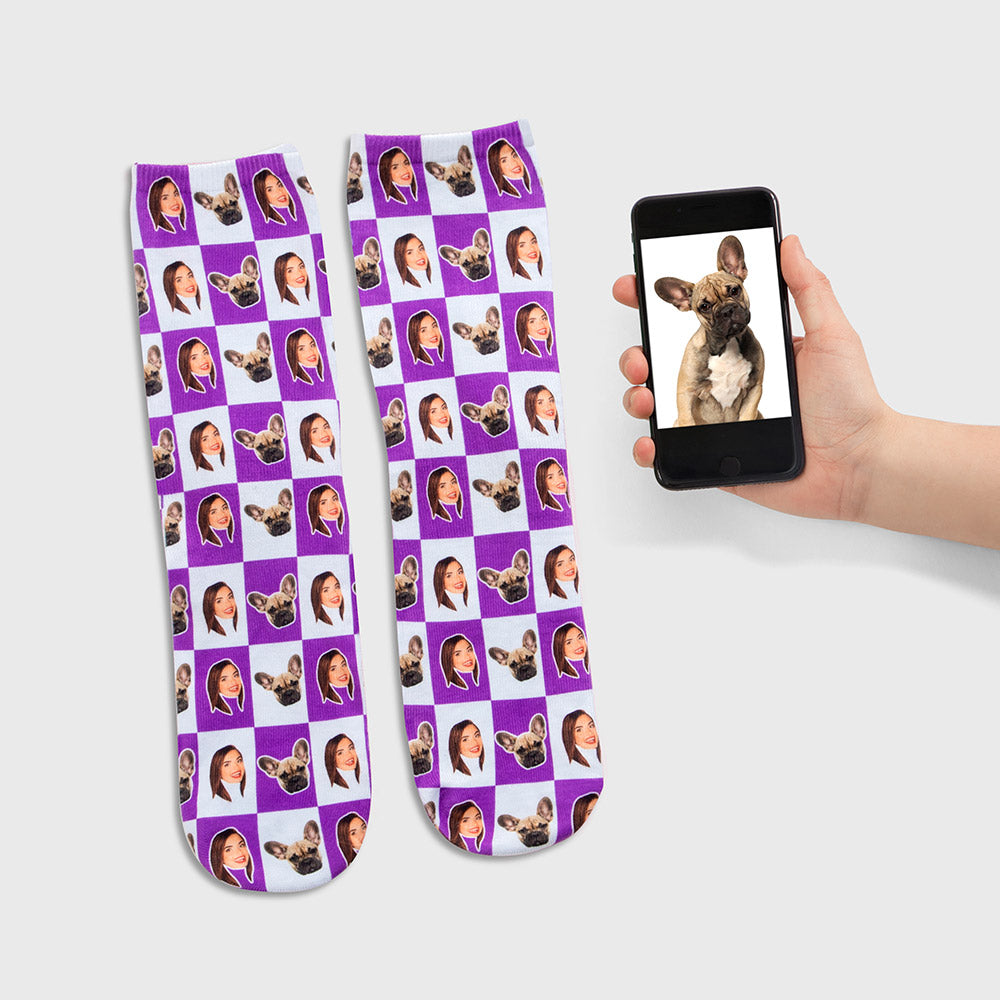 Chequered Dog Photo Socks