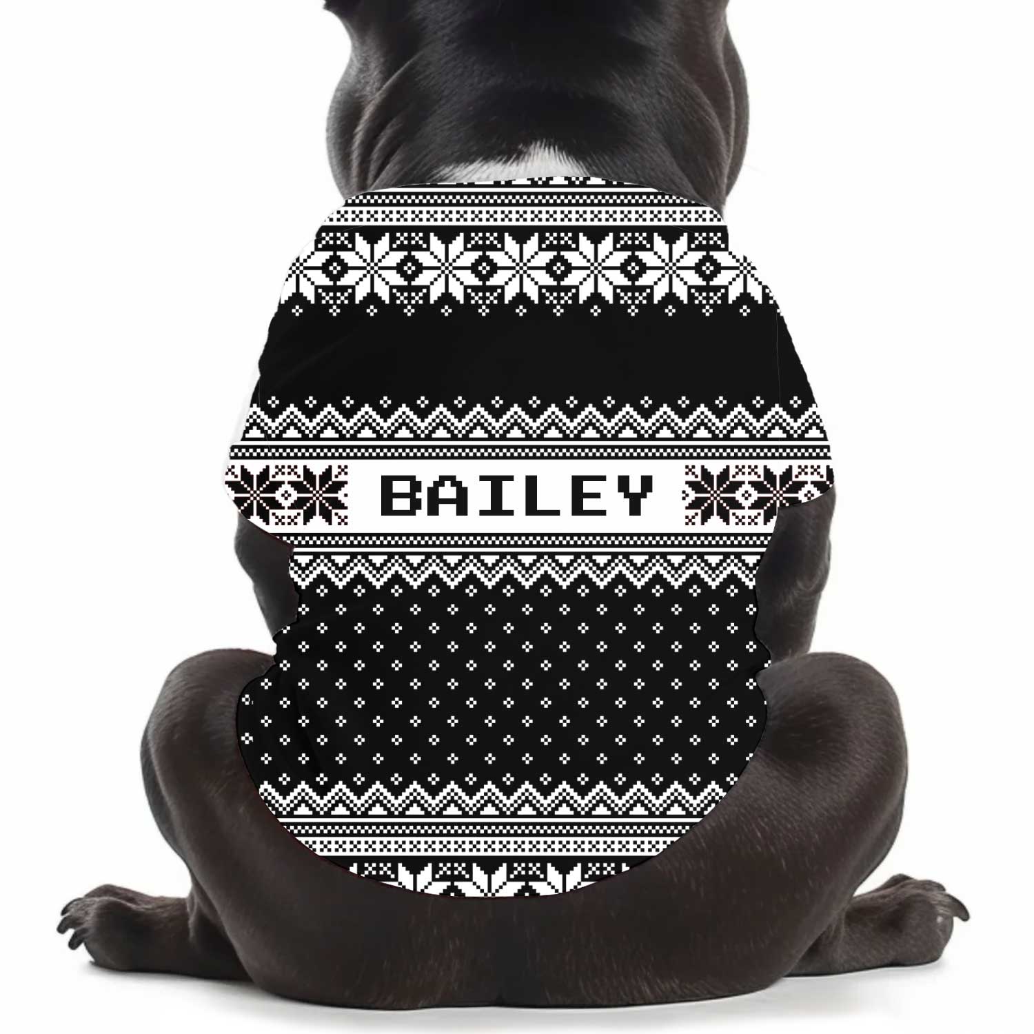 Your Pup's [Name] Black Nordic Christmas Personalized Dog T Shirt