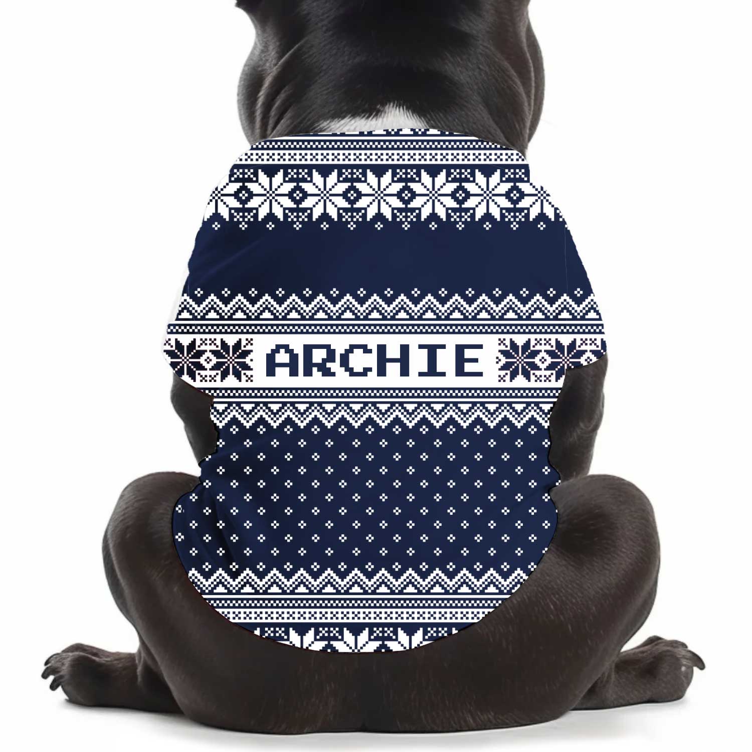 Your Pup's [Name] Navy Nordic Christmas Personalized Dog T Shirt