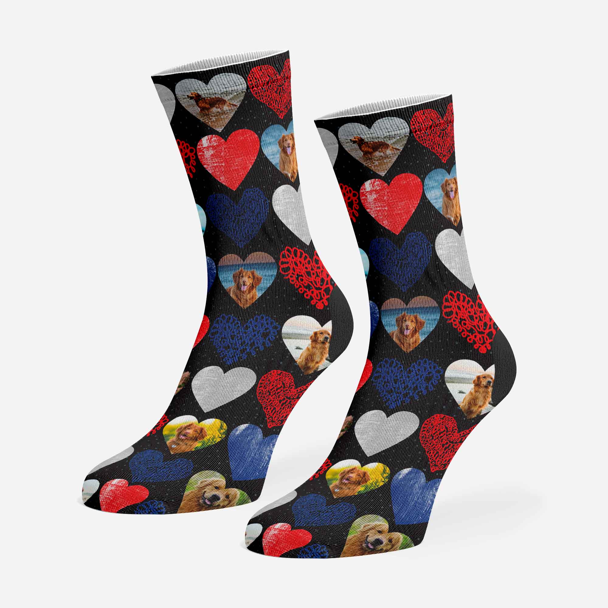 Heart Collage Personalized Dog Socks