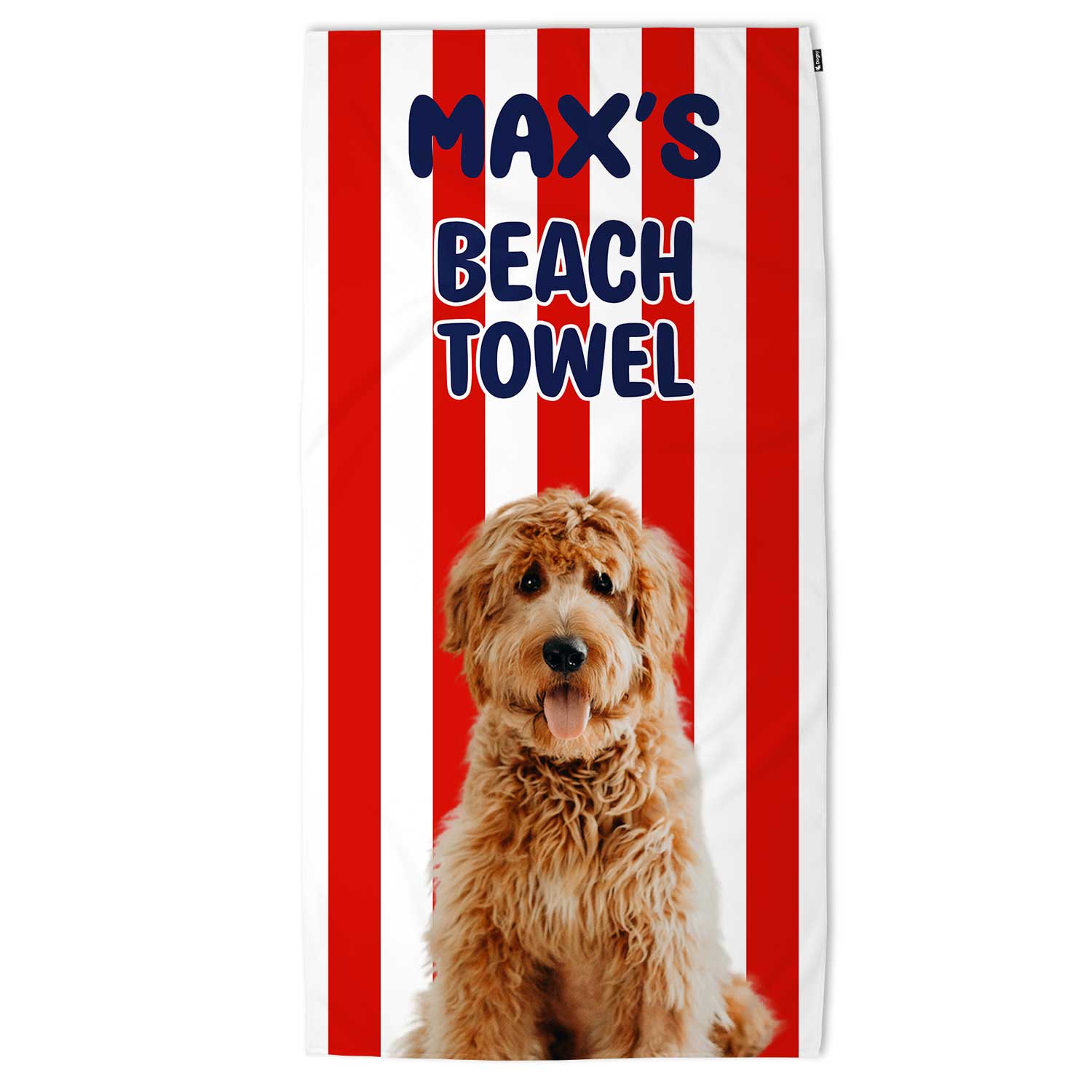 Personalized Dog (Name) Striped Beach Towel