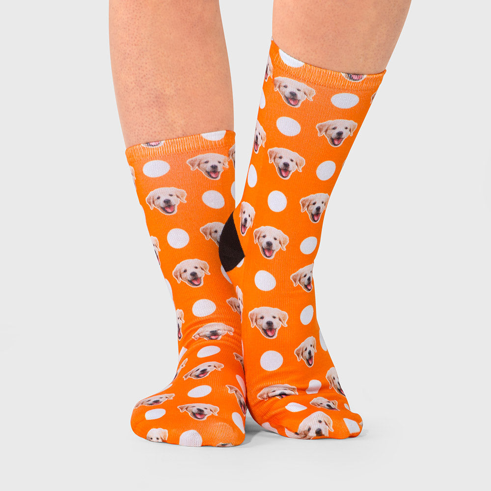 Personalized Polka Dog Face Socks