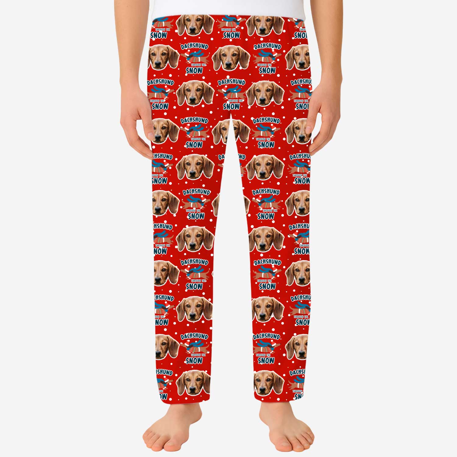 Dachshund Through The Snow Men's Personalized PJ Pants