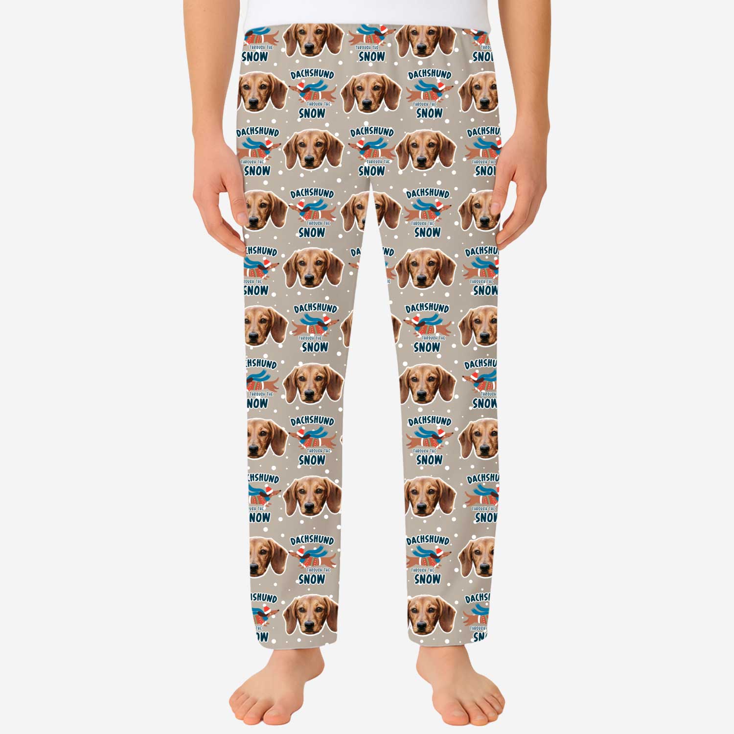 Dachshund Through The Snow Men's Personalized PJ Pants