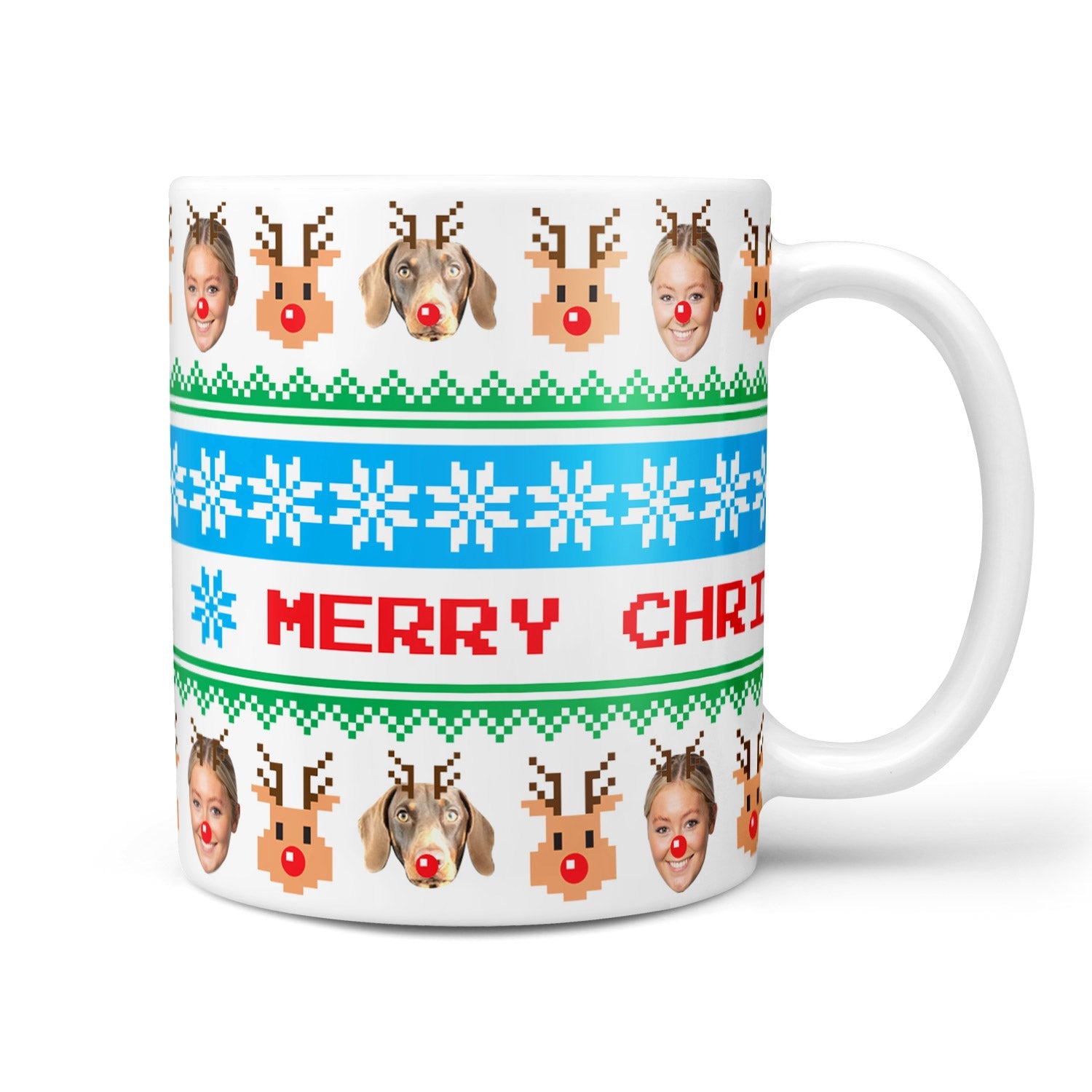 Merry Christmas Nordic Reindeer Personalized Dog Mug