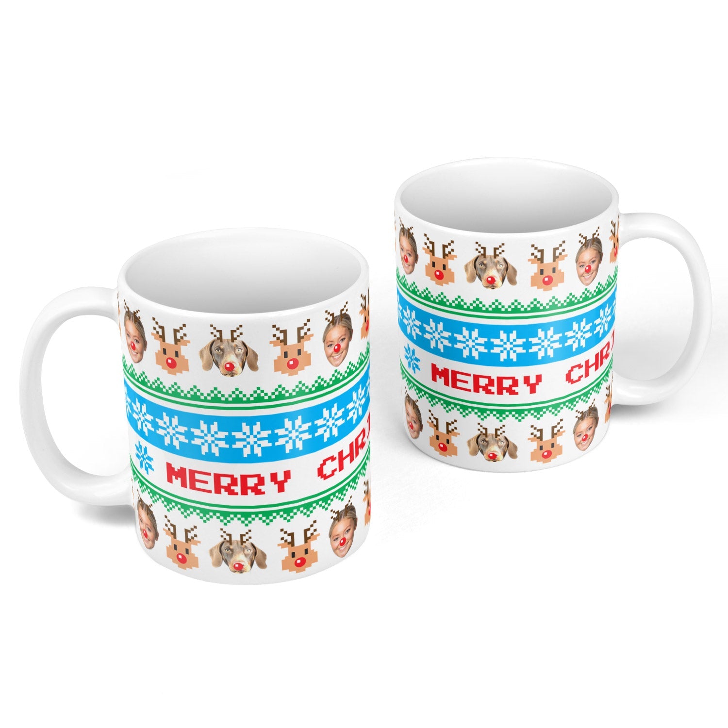 Merry Christmas Nordic Reindeer Personalized Dog Mug