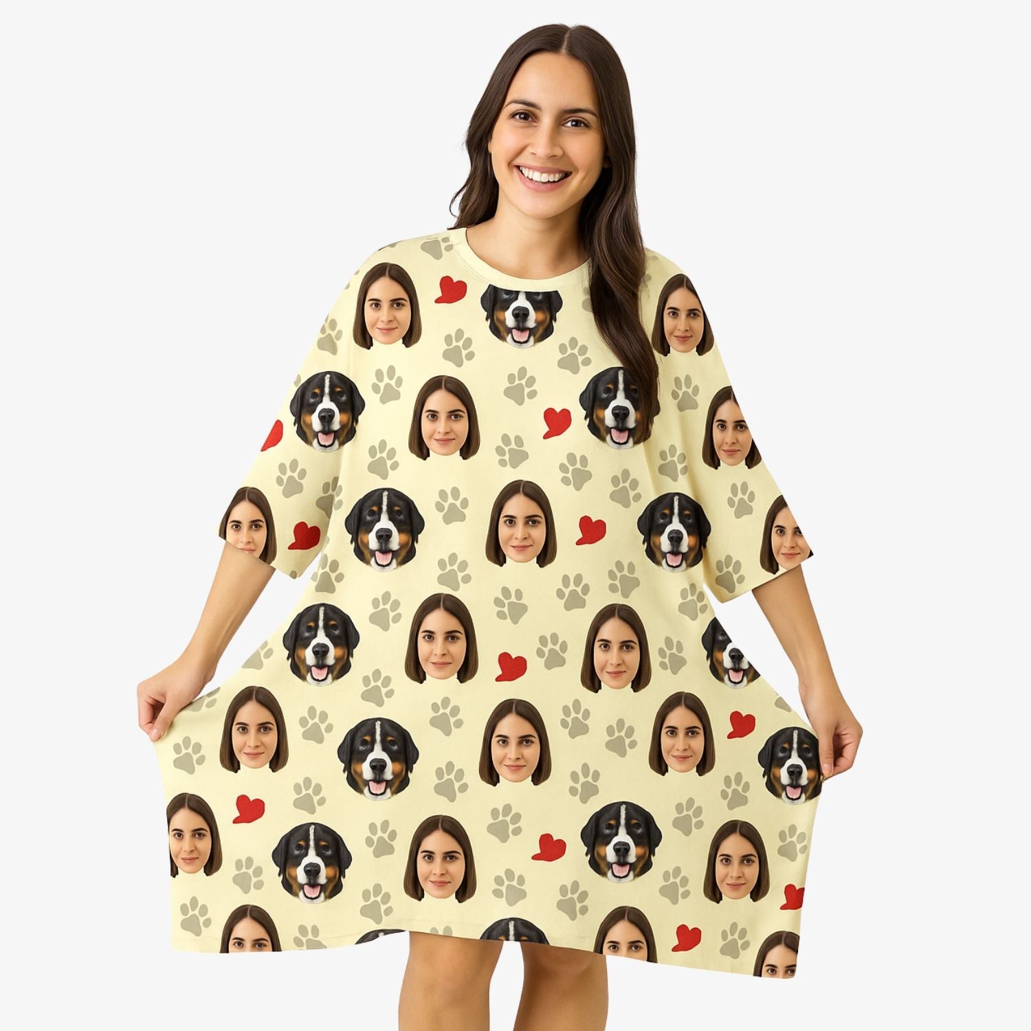 paws and hearts personalized sleep tee for women