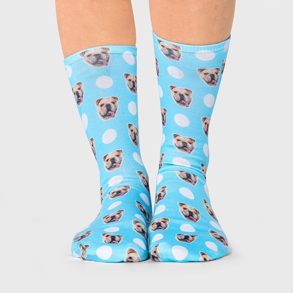Personalized Polka Dot Dog Photo Socks