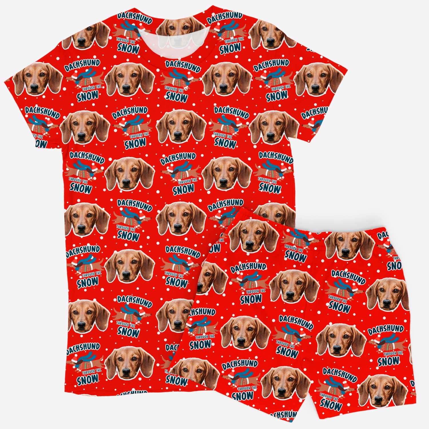Dachshund Through The Snow Women's Personalized PJs - Shorts Set