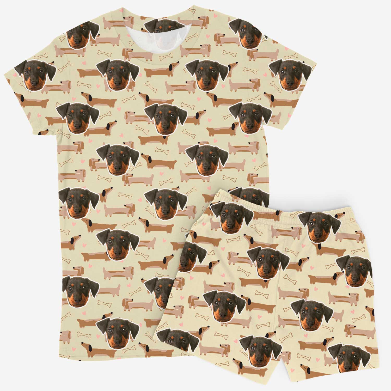 Dachshund Dog Pattern Women's Personalized PJs - Shorts Set