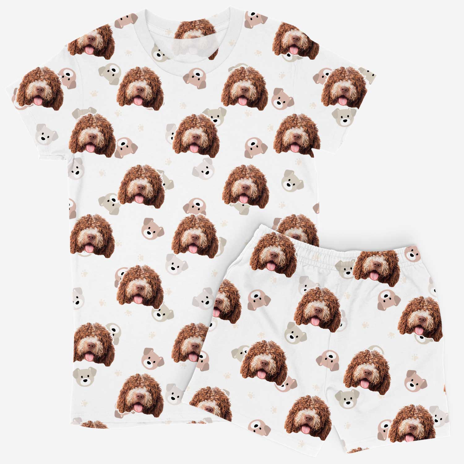 Women's Cute Faces Personalized Dog Pajamas - Shorts Set