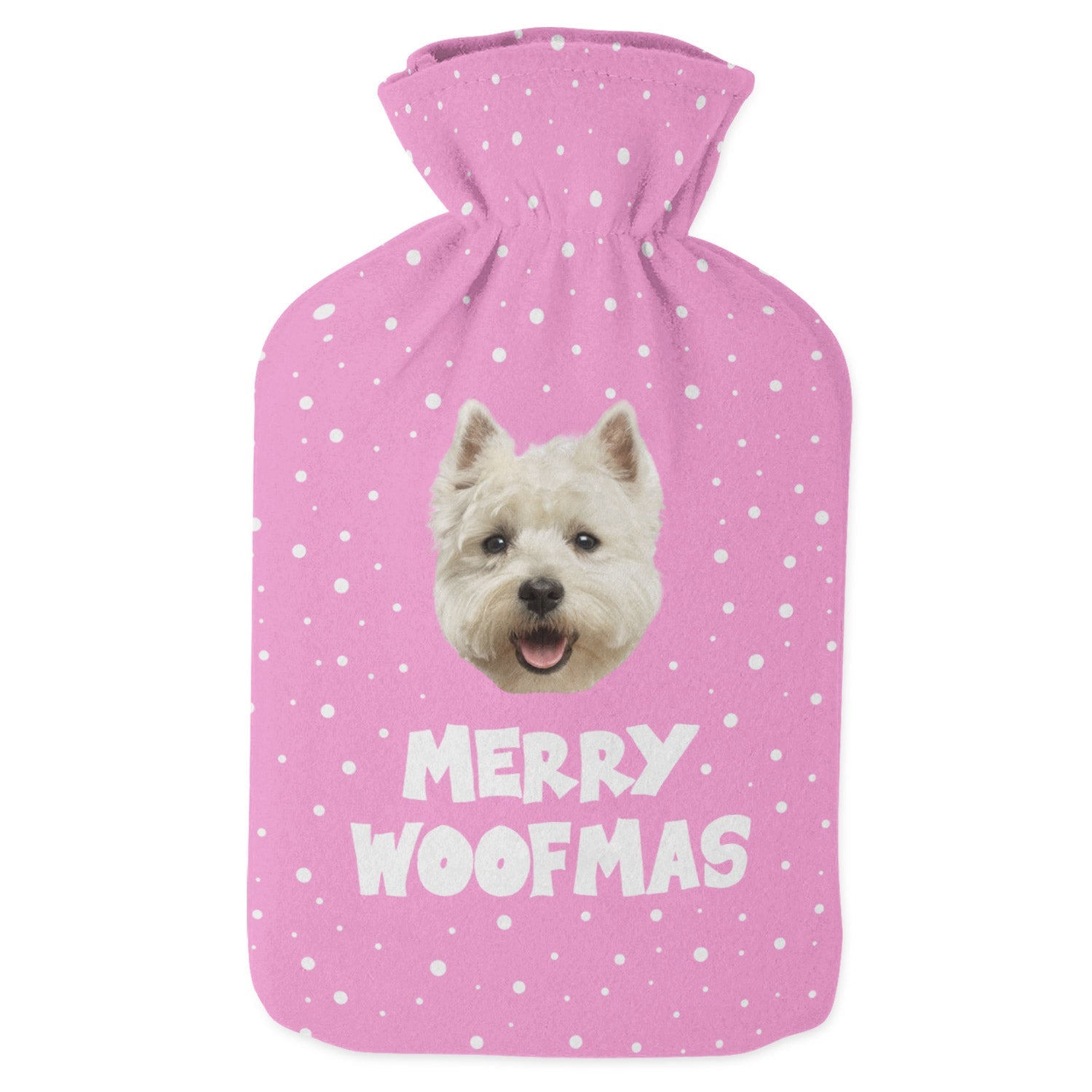pink personalized dog hot water bottle